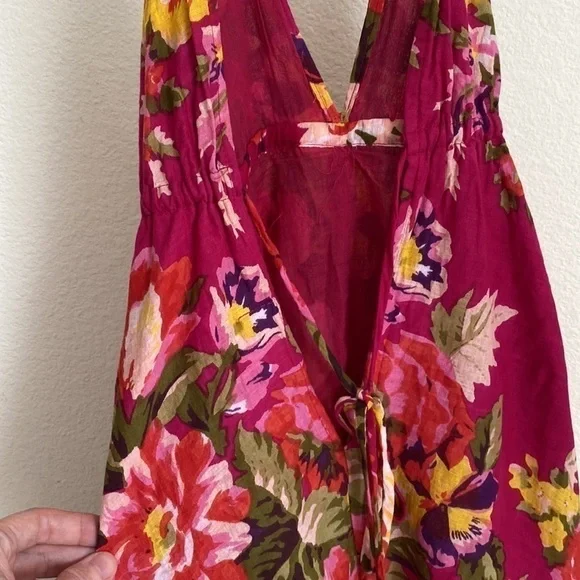 Miss Kitsch Ibiza Pink Floral Cotton Maxi Dress S - Picture 8 of 13
